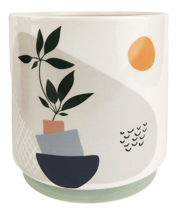 Urban Octavia Abstract Planter – Multicolour Ceramic Pot with Abstract Design for Indoor Plants (16cm)